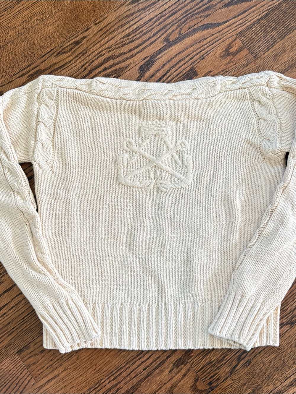 Rare 2004 Ralph Lauren Rugby Cream Cable-Knit Women's Sweater